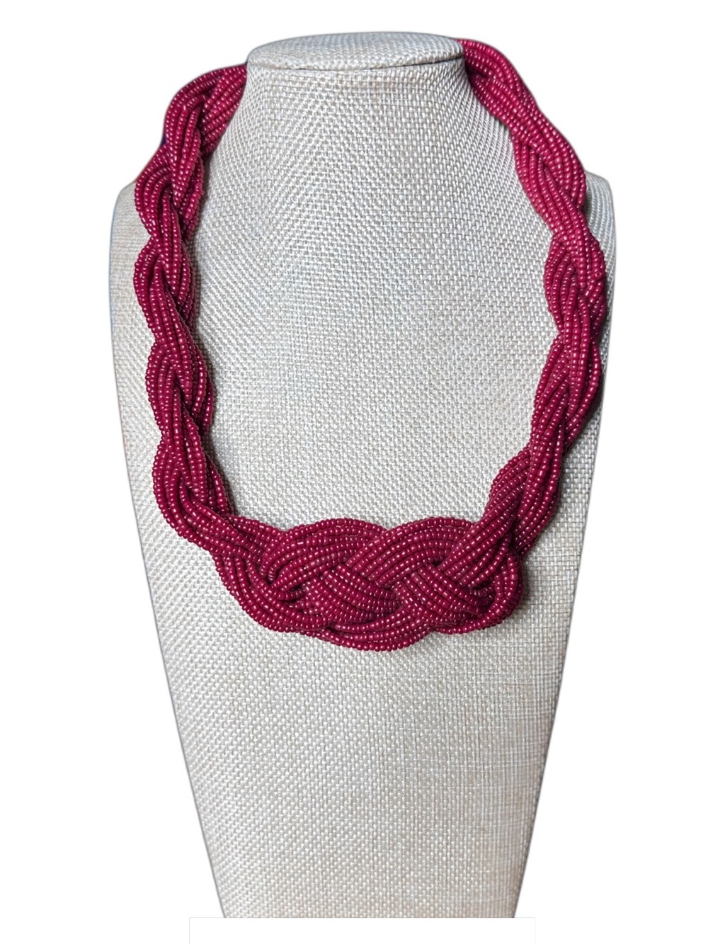 Stylish Fuchsia Braided Beaded Necklace - Women Jewelry